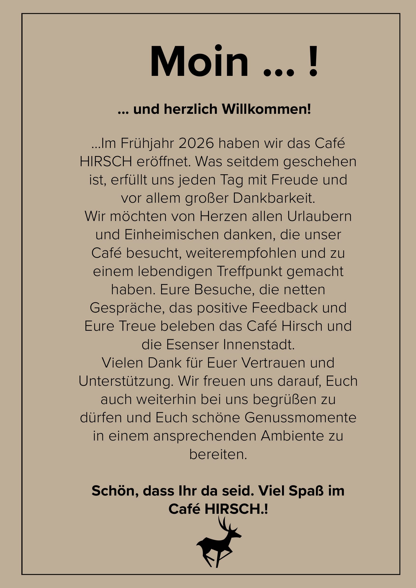Speisekarte: Moin – Willkommen